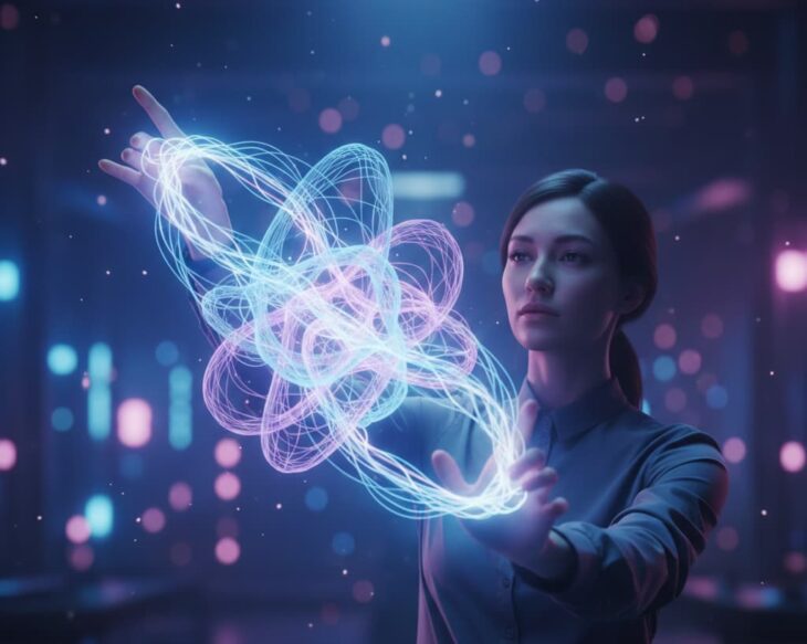 3D abstract shape in a dark room