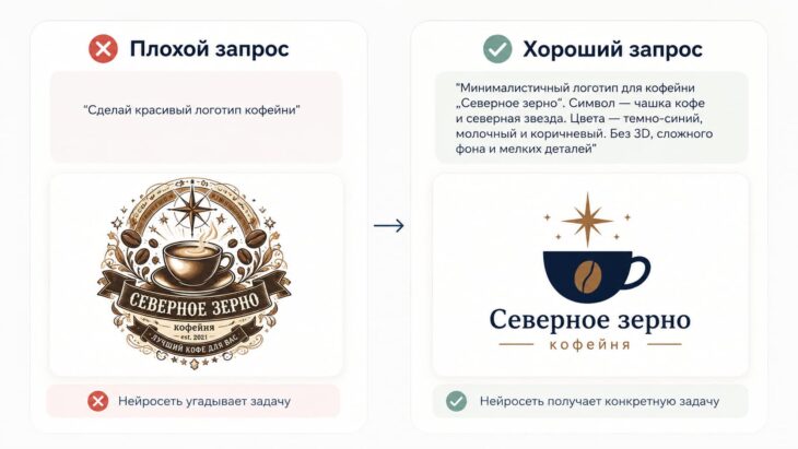 Результат плохого и хорошего промта
