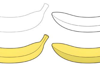 Рисунок банана шаг за шагом