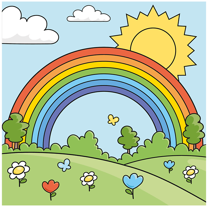 Rainbow for Kids step by step drawing tutorial step 10