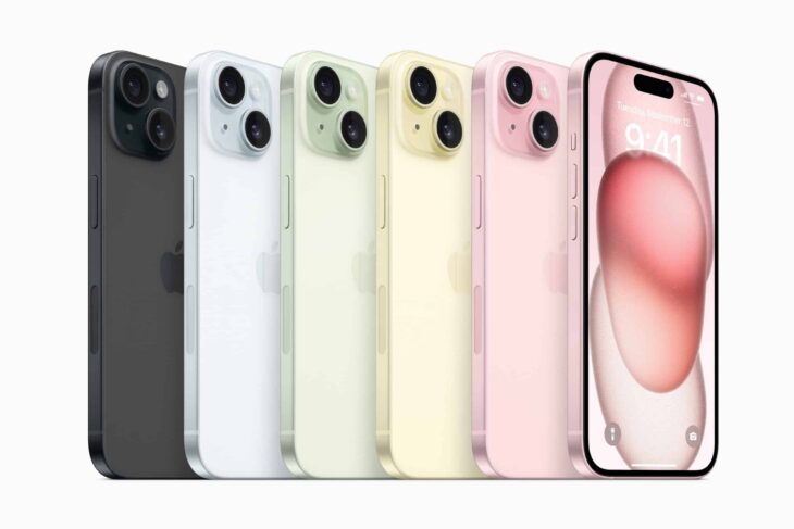 новые модели смартфонов разных цветов в ряд