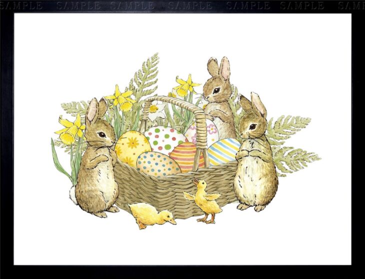 корзина с пасхальными яйцами украшения заиньки цыплята весна