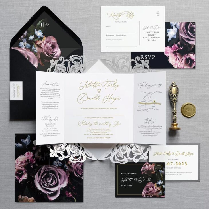 свадебный набор пригласительных с цветочным дизайном
