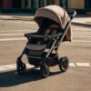 Leonardo Kino XL A baby stroller stands at a crossroads with t 0
