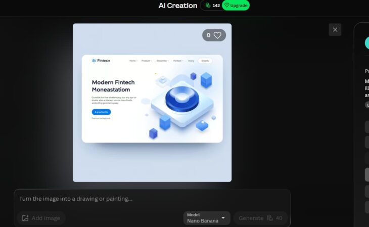 Leonardo AI пример дизайна сайта