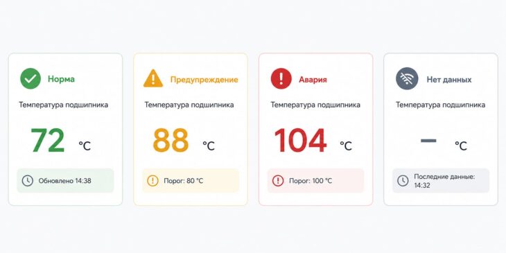Норма, предупреждение, авария и нет данных