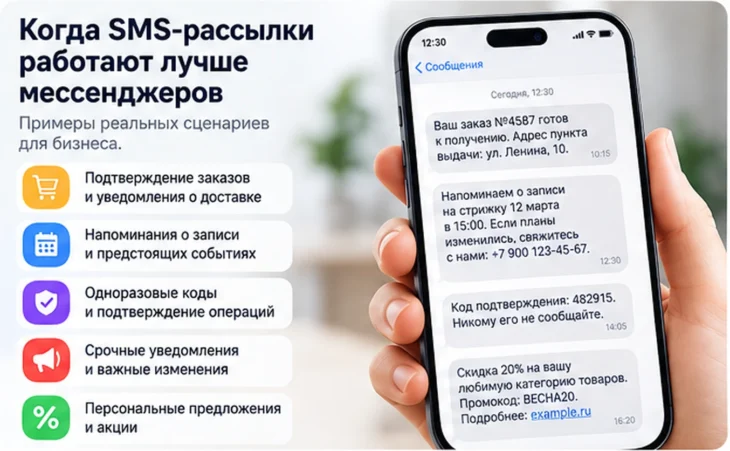 Примеры использования SMS рассылок