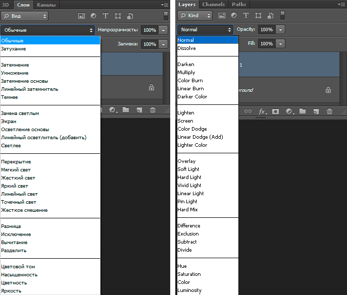 Режимы наложения в фотошопе
