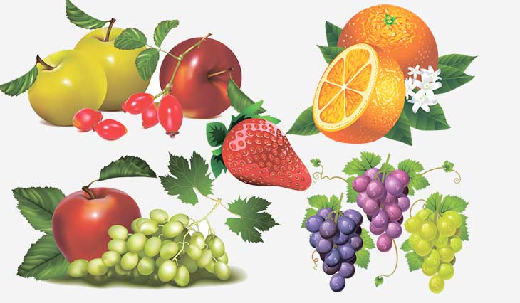 Высококачественные клипарты фруктов, PSD, ESP