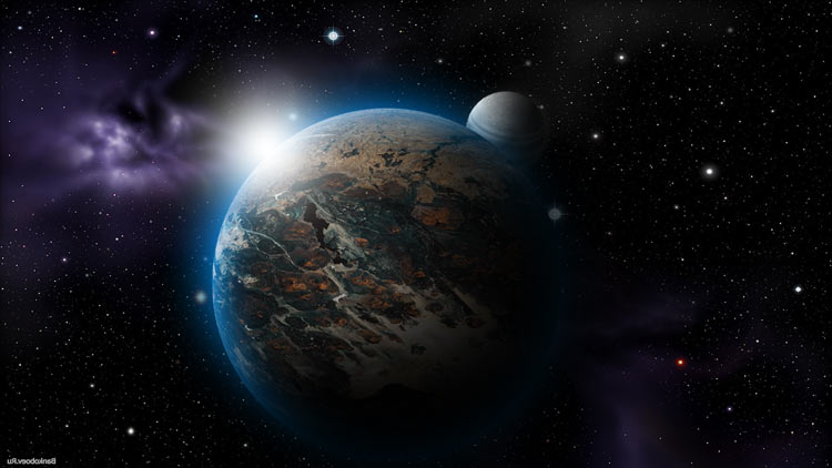 планета на фоне звёзд в Photoshop