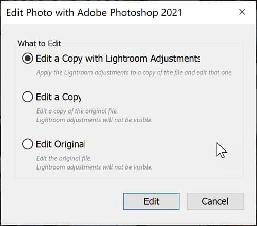 Перенос JPEG из Lightroom Classic в Photoshop