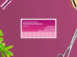 Шаблон визитки парикмахера в ярко розовом цвете